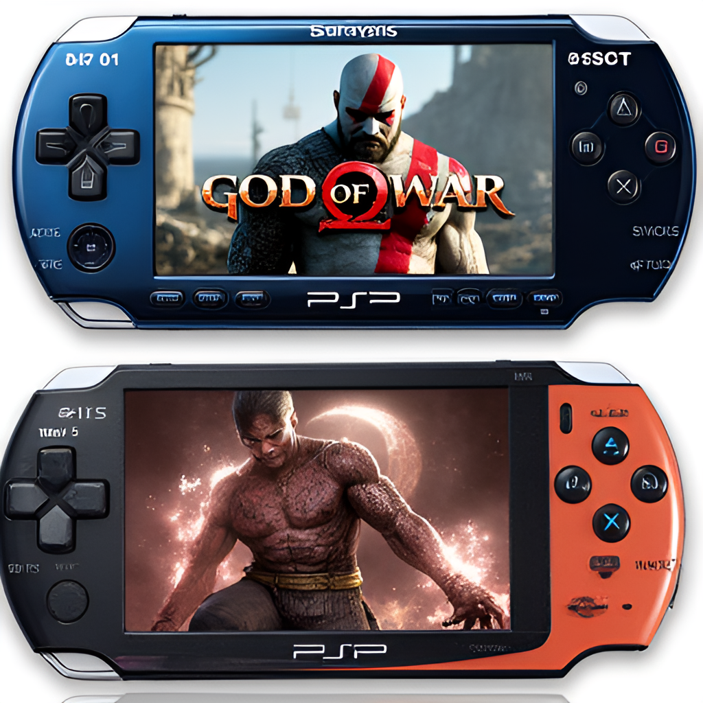 A vibrant screenshot or illustration of a popular PSP game like God of War or Persona 3 Portable, highlighting the console's graphical capabilities.